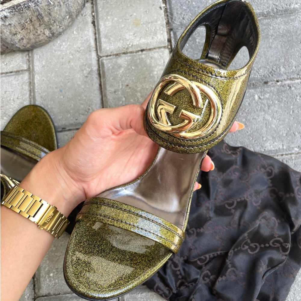 Gucci Guccissima Moss Green Interlocking GG Heel